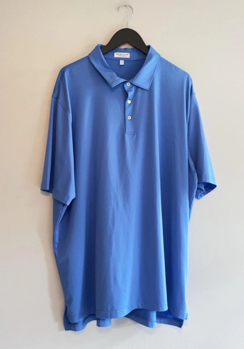 Peter Millar Summer Comfort Polo Shirt Mens 3XL Blue Solid Golf Performance